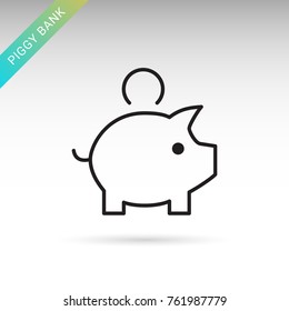 Piggy bank, pig, savings thin line isolated vector simple icon