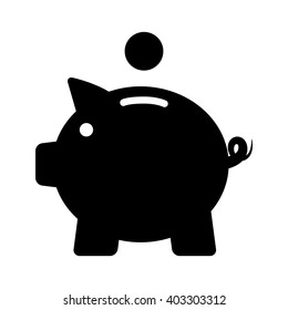 Piggy bank / piggybank with coin flat vector icon for apps and websites