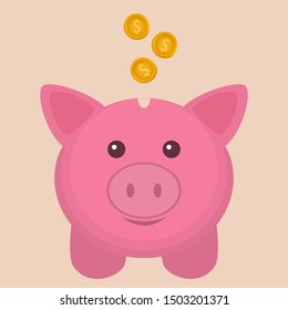 Piggy bank pink pig. Money storage.