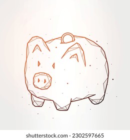 Piggy bank polygonal polygonal vector illustration isolated on white background.