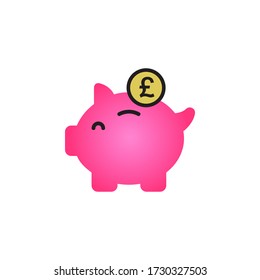Piggy Bank and Pound Sterling Coin Icon In Trendy  Design Vector Eps 10