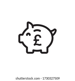Piggy Bank and Pound Sterling Coin Icon In Trendy  Design Vector Eps 10