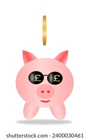 Piggy bank for pound sterling. Icon in 3d style.