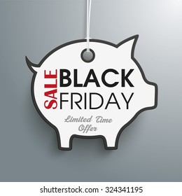 Piggy bank price sticker on the gray background. Eps 10 vector file.