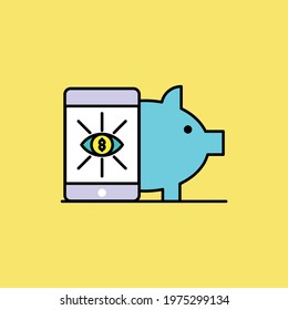 Piggy bank promotion Illustration. modern simple vector icon, flat graphic symbol in trendy flat design style. wallpaper. lockscreen. pattern. frame, background, backdrop, sign, logo.