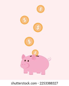 piggy bank, to raise funds for donations with the image of coins