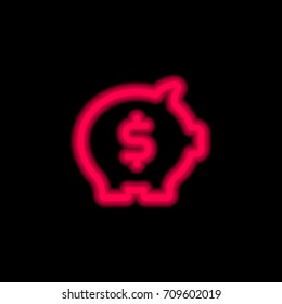 Piggy bank red glowing neon ui ux icon. Glowing sign logo vector