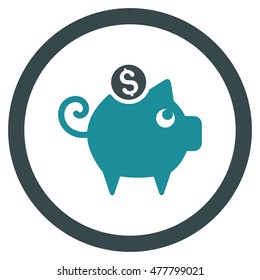 Piggy Bank rounded icon. Vector illustration style is flat iconic bicolor symbol, soft blue colors, white background.