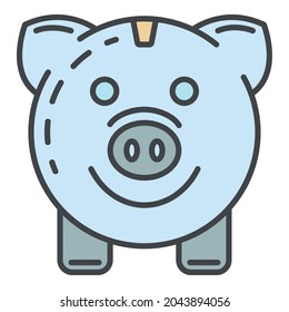 Piggy bank save energy icon. Outline piggy bank save energy vector icon color flat isolated on white