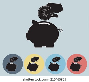 Piggy Bank Saving Icon Symbol Vector