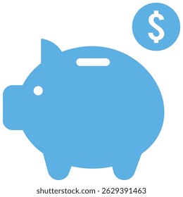 Piggy bank saving icon vector for personal finance, budgeting, and money saving. Ideal for saving goals, financial planning, and simple banking or child savings education illustration.
