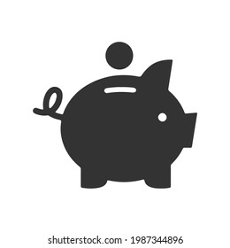 Piggy Bank, Saving Isolated Flat Web Mobile Icon.