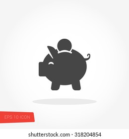 Piggy Bank, sparendes isoliertes Web Mobile Symbol / Vektorgrafik / Zeichen / Symbol / Button / Element / Silhouette