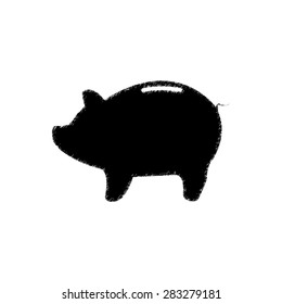  Piggy bank - saving money  - black vector icon