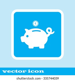 Piggy bank - saving money. Classic flat icon. Vector illustration
