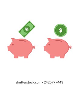 Piggy bank saving money icon logo design