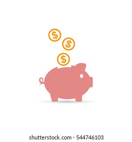 Piggy bank saving money icon. Vector isolated color illustration.