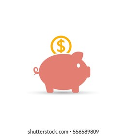 Piggy bank saving money icon. Vector isolated illustration.