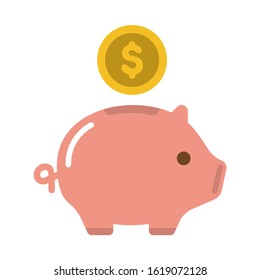 Piggy bank, saving money, investment, cash vector icon illustration ( US dollar )