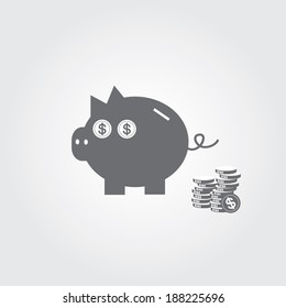 piggy bank saving money on gray background  