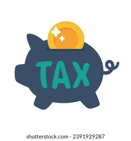 Piggy bank saving money. Savings for paying taxes. Vector Illustration.