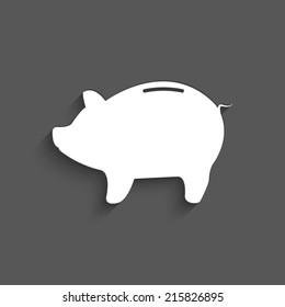 Piggy bank - saving money with shadow on a grey background