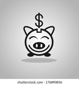 Piggy bank - saving money. Vector.