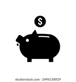 piggy bank, saving - vector icon, symbol