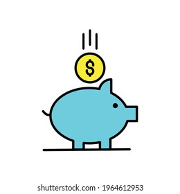 piggy bank savings money Illustration. money business accounting presentation finance, flat graphic symbol Modern outline icons for mobile application and web concepts. white background.