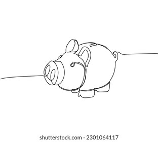 Piggy bank, savings, pig, bank one line art. Continuous line drawing of bank, money, finance, financial, payment, data, savings, economic, wealth, credit