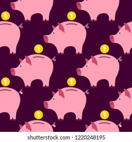 Piggy Bank Seamless Pattern. Can be used for wallpaper, pattern fills, web page background, surface textures.