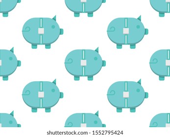 Piggy bank seamless pattern design, Repeat textile design. Fabric print.