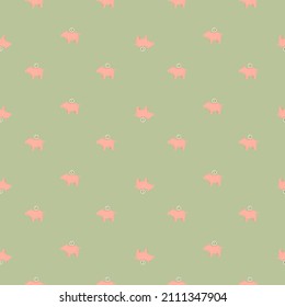 Piggy bank seamless pattern. Funny financial toy background. Repeated texture in doodle style for fabric, wrapping paper, wallpaper, tissue. Vector illustration.
