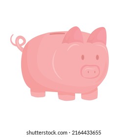 Piggy bank semi flat color vector object. Full sized item on white. Money savings. Finance and investment symbol simple cartoon style illustration for web graphic design and animation