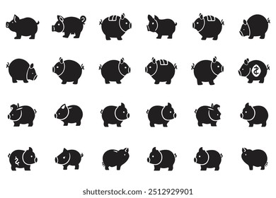 Piggy bank set icon vector. Piggy bank vector icon.