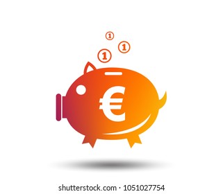 Piggy bank sign icon. Moneybox euro symbol. Blurred gradient design element. Vivid graphic flat icon. Vector