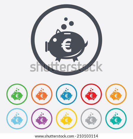 Piggy Bank Sign Icon Moneybox Euro Stock Vector Royalty - 