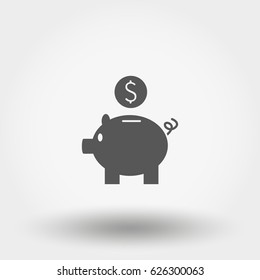 Piggy Bank. Silhouette. Icon for web and mobile application. Vector illustration on a white background. Flat design style.