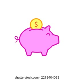 Piggy bank simple vector icon illustration in flat style.