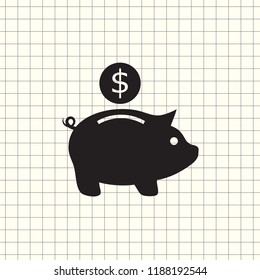 Piggy bank simple vector illustration in flat linework style