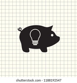Piggy bank simple vector illustration in flat linework style