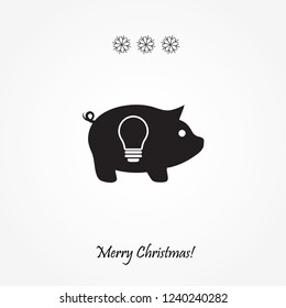 Piggy bank simple vector illustration in flat linework style