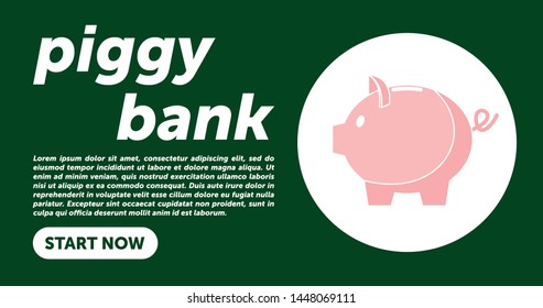 Piggy bank simple vector illustration in flat linework style. WEB PAGE TEMPLATE. DESIGN PIGGY BANK