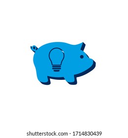 Piggy bank simple vector illustration in flat linework style
isometric. 3d  sign isolated on white background.