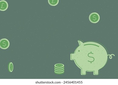 Ilustración vectorial simple de hucha en estilo de línea plana 