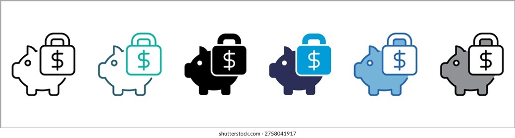 Piggy Bank Single Icon Multistyle Illustration