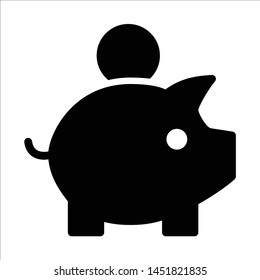 Piggy bank solid Icon on white background. Vector isolated element.