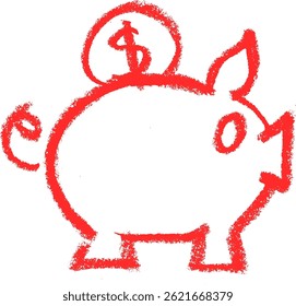 Piggy Bank Start Up Related Icon Crayon Chalk Drawing Vector	