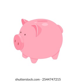 Piggy bank symbol side view. Flat vector illustration for a design or icon.