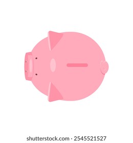 Piggy bank symbol top view. Flat vector illustration for design or icon.